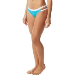 TYR Women’s Sandblasted Cove Bikini Bottom - Turquoise/white -Tyr tyr women sandblasted cove bikini bottom turquoise white 1 898179